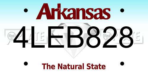 4LEB828 Arkansas License Plate