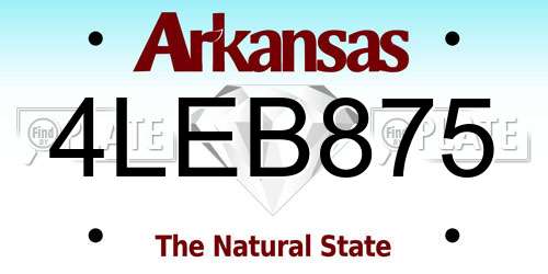 4LEB875 Arkansas License Plate