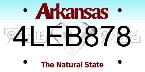 4LEB878 Arkansas License Plate