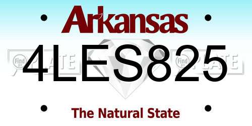 4LES825 Arkansas License Plate