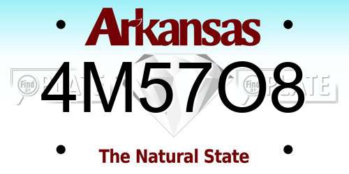 4M57O8 Arkansas License Plate