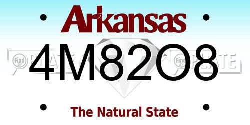4M82O8 Arkansas License Plate