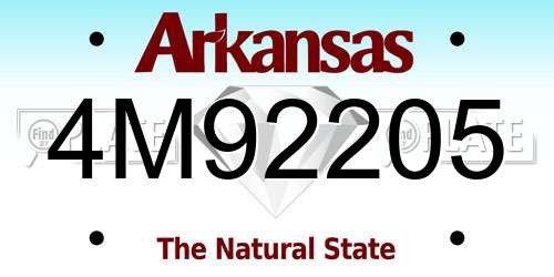 4M92205 Arkansas License Plate