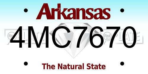 4MC7670 Arkansas License Plate