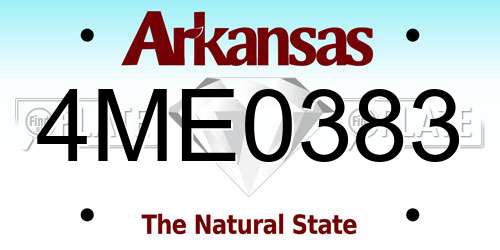 4ME0383 Arkansas License Plate