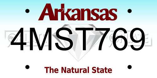 4MST769 Arkansas License Plate
