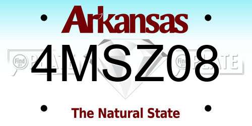 4MSZ08 Arkansas License Plate