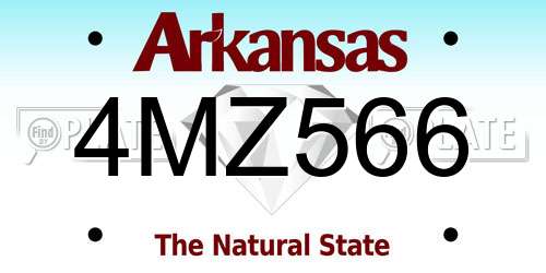 4MZ566 Arkansas License Plate