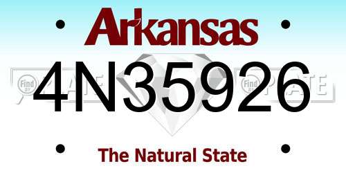4N35926 Arkansas License Plate