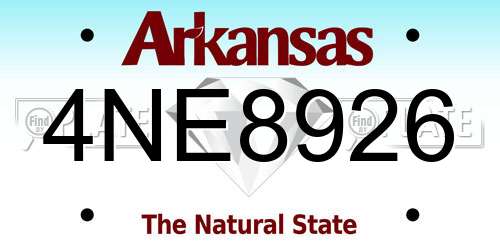 4NE8926 Arkansas License Plate