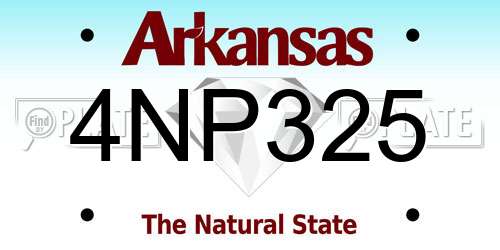 4NP325 Arkansas License Plate