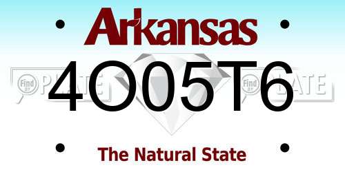 4O05T6 Arkansas License Plate