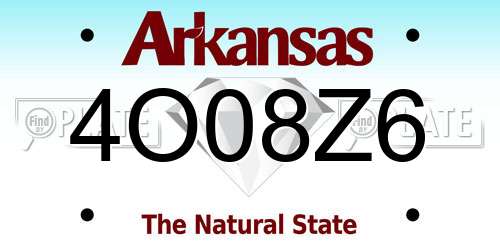 4O08Z6 Arkansas License Plate