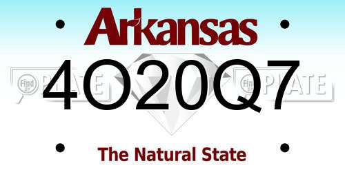 4O20Q7 Arkansas License Plate