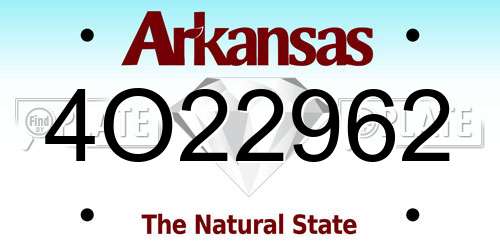 4O22962 Arkansas License Plate