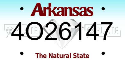 4O26147 Arkansas License Plate