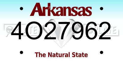 4O27962 Arkansas License Plate