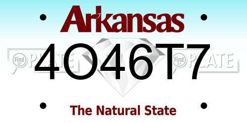 4O46T7 Arkansas License Plate