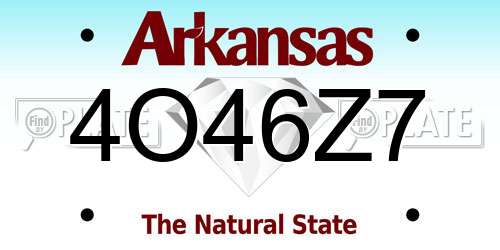 4O46Z7 Arkansas License Plate