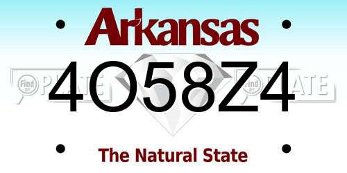 4O58Z4 Arkansas License Plate