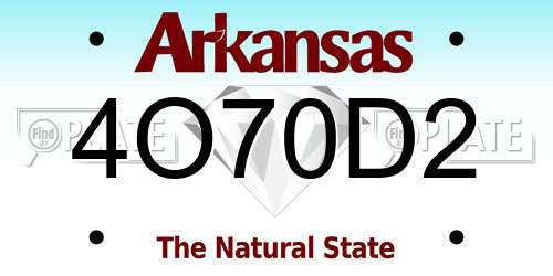 4O70D2 Arkansas License Plate