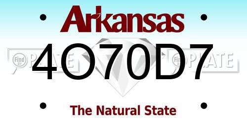 4O70D7 Arkansas License Plate