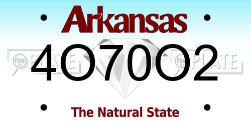 4O70O2 Arkansas License Plate
