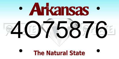 4O75876 Arkansas License Plate