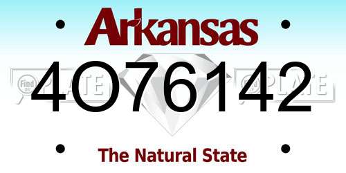4O76142 Arkansas License Plate