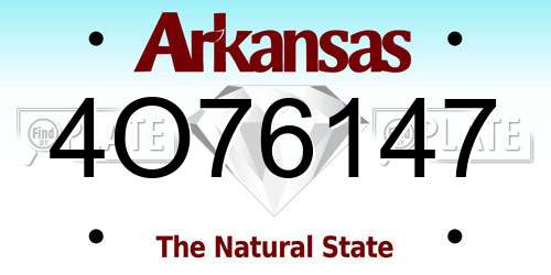 4O76147 Arkansas License Plate