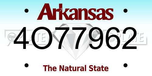 4O77962 Arkansas License Plate