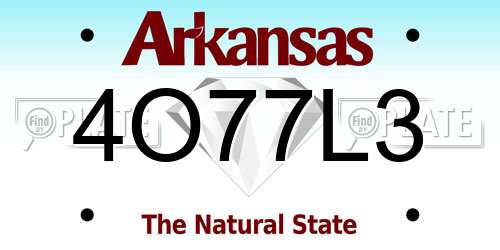 4O77L3 Arkansas License Plate