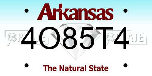 4O85T4 Arkansas License Plate