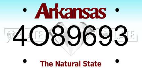 4O89693 Arkansas License Plate