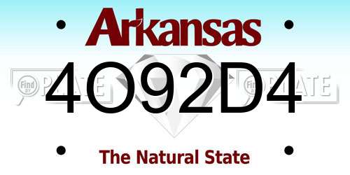 4O92D4 Arkansas License Plate