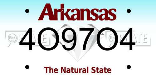 4O97O4 Arkansas License Plate