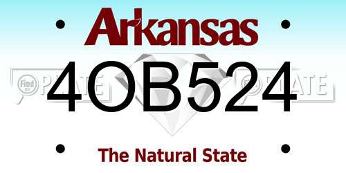 4OB524 Arkansas License Plate