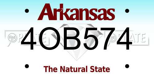 4OB574 Arkansas License Plate