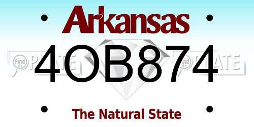 4OB874 Arkansas License Plate