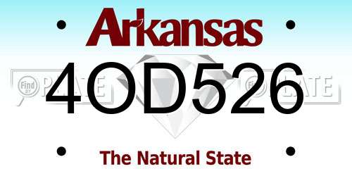 4OD526 Arkansas License Plate