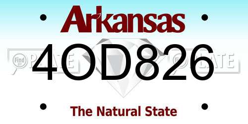 4OD826 Arkansas License Plate