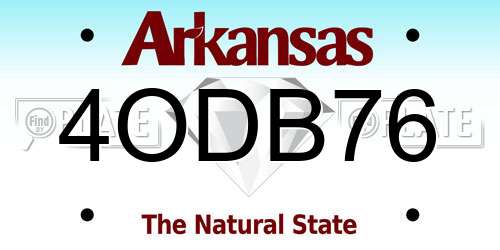 4ODB76 Arkansas License Plate