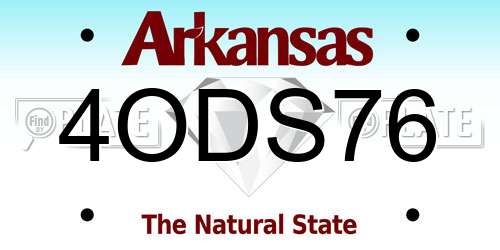 4ODS76 Arkansas License Plate
