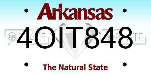 4OIT848 Arkansas License Plate