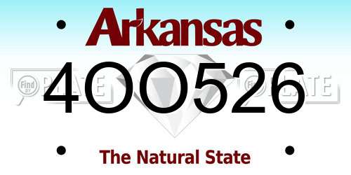 4OO526 Arkansas License Plate
