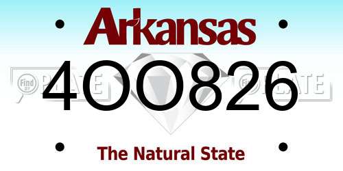 4OO826 Arkansas License Plate