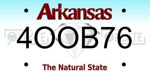 4OOB76 Arkansas License Plate