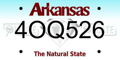 4OQ526 Arkansas License Plate