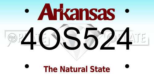 4OS524 Arkansas License Plate