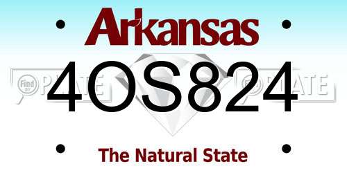 4OS824 Arkansas License Plate